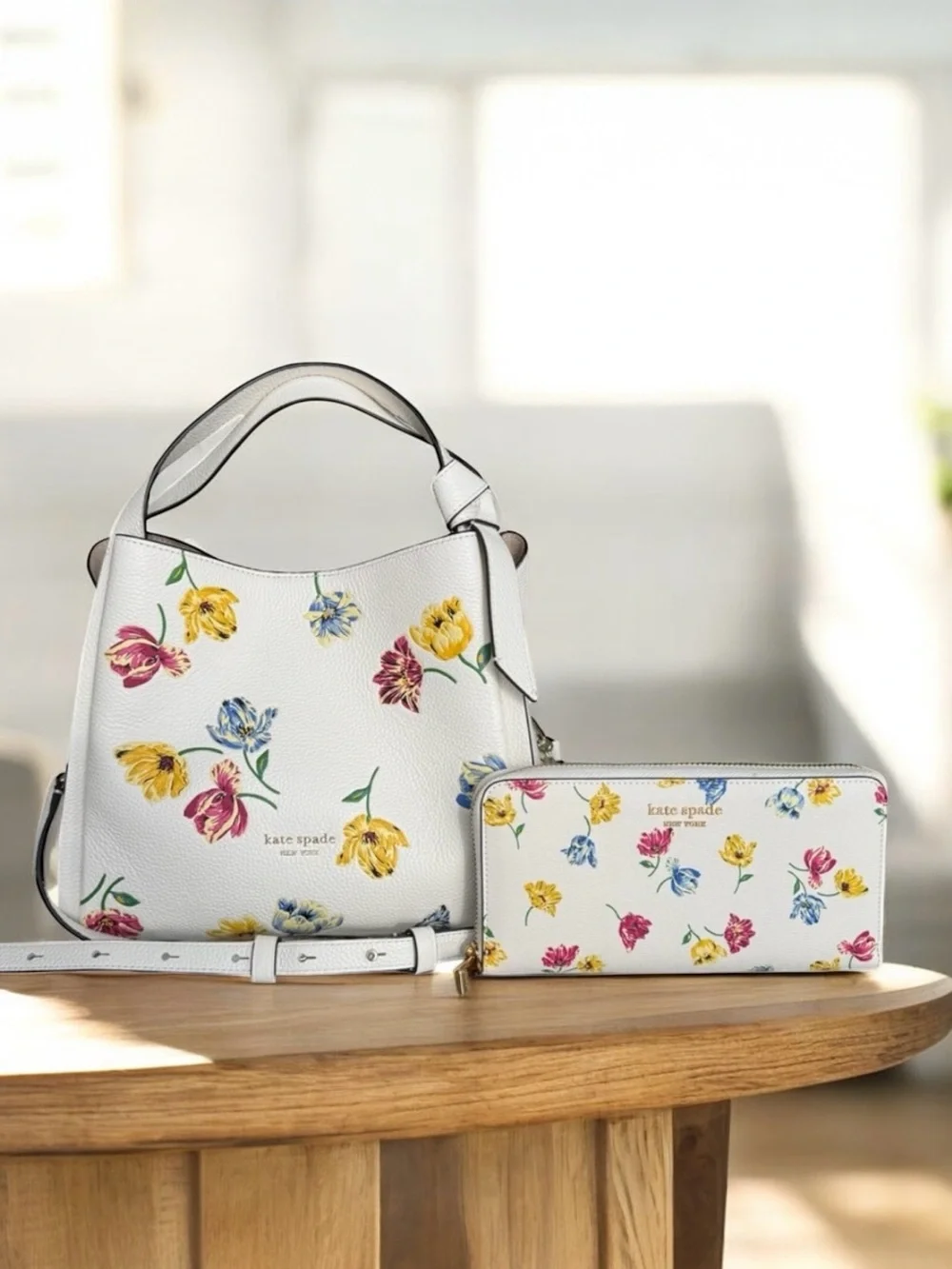 🆕 Kate Spade Knott Tulip Shoulder Bag Toss Embossed Crossbody and Wallet